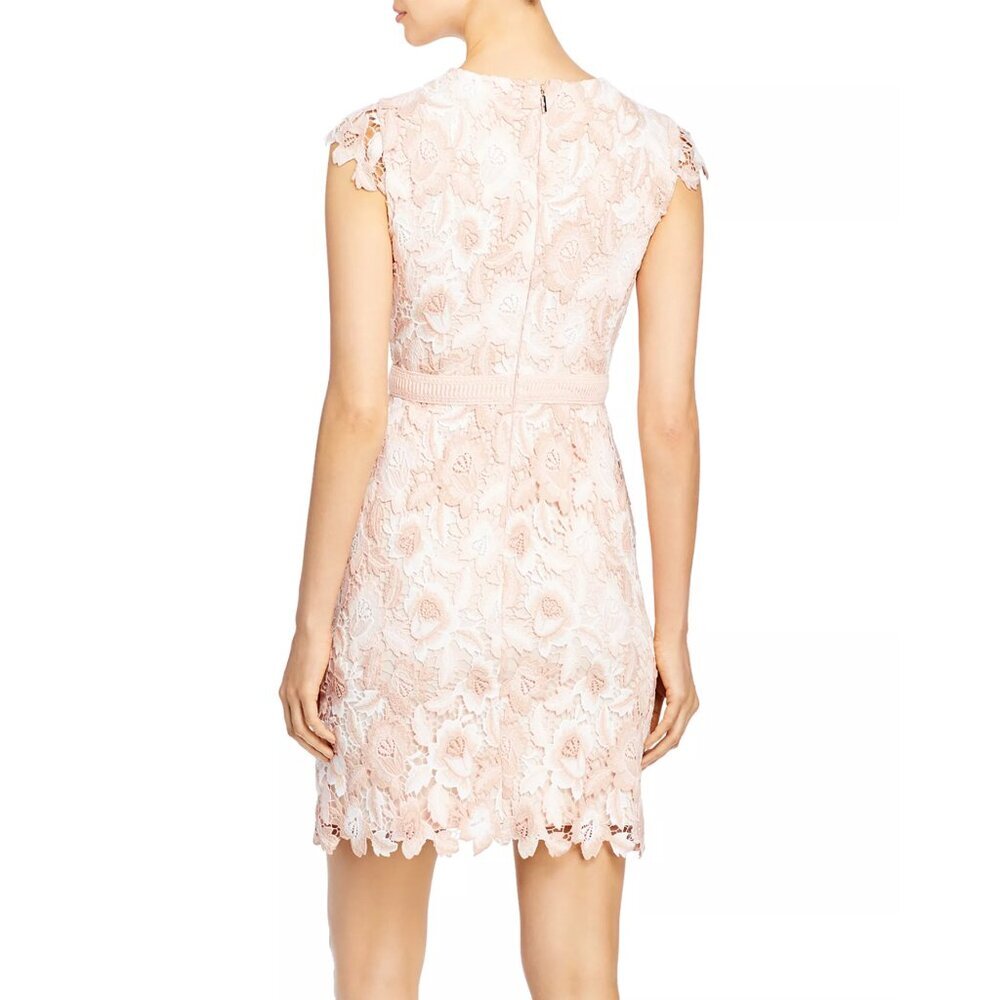 KARL LAGERFELD PARIS Cap-Sleeve Lace Dress sz 4 peach - Picture 2 of 6